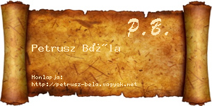 Petrusz Béla névjegykártya